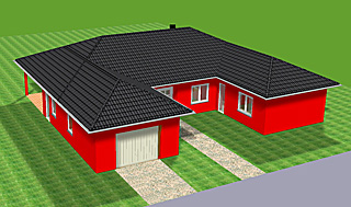 Winkelbungalow mit Atrium und 122 m² Wohnfläche plus Garage im Haus