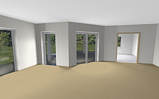 Winkelbungalow 123 / 12 - Innenansicht Wohnzimmer