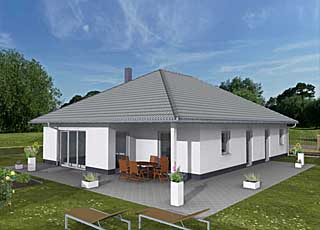 Winkelbungalow 140 / 12 mit überdachtem Terrassenbereich 5 Zimmer